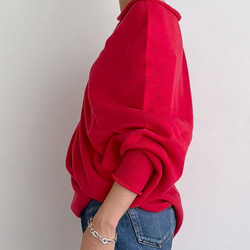 【天然素材・綿麻】アートシルエットニット　pink red(ピンクレッド) 3枚目の画像