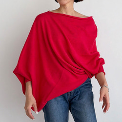 【天然素材・綿麻】アートシルエットニット　pink red(ピンクレッド) 1枚目の画像