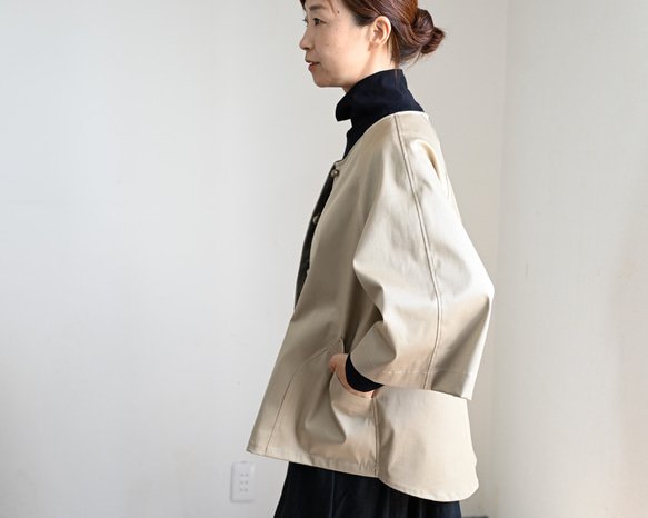ストレッチコットンジャケット：ライトベージュ 8枚目の画像