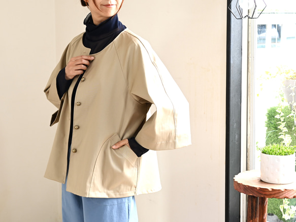 ストレッチコットンジャケット：ライトベージュ 3枚目の画像