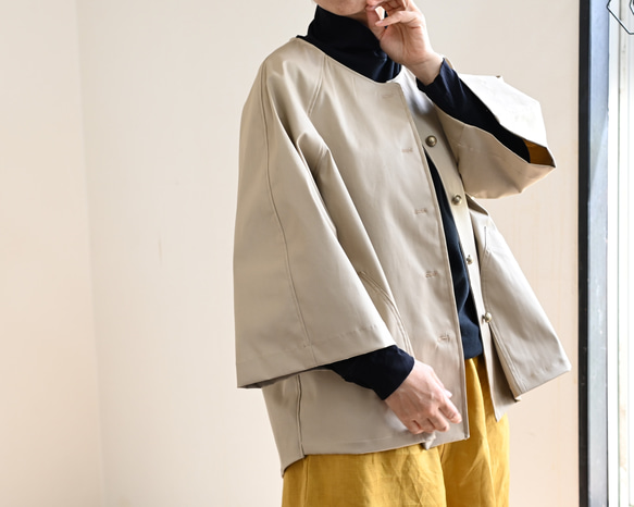 ストレッチコットンジャケット：ライトベージュ 6枚目の画像