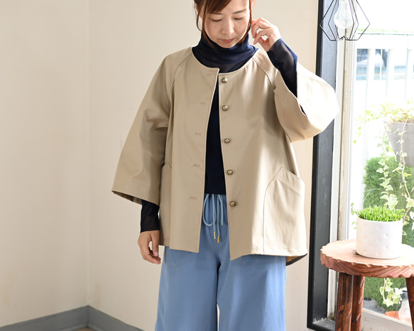 ストレッチコットンジャケット：ライトベージュ 4枚目の画像