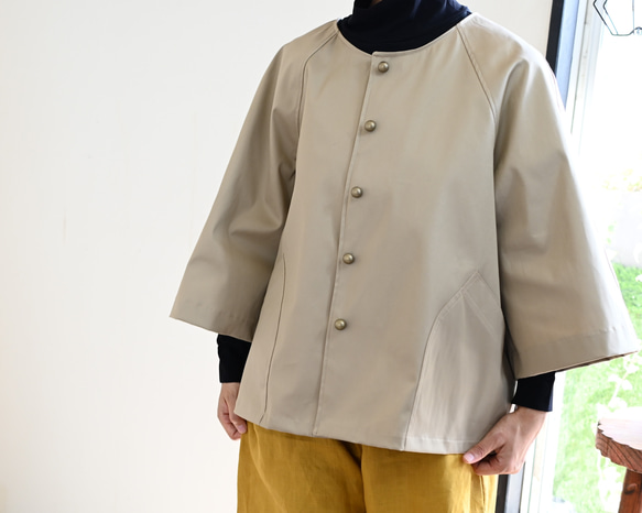 ストレッチコットンジャケット：ライトベージュ 7枚目の画像