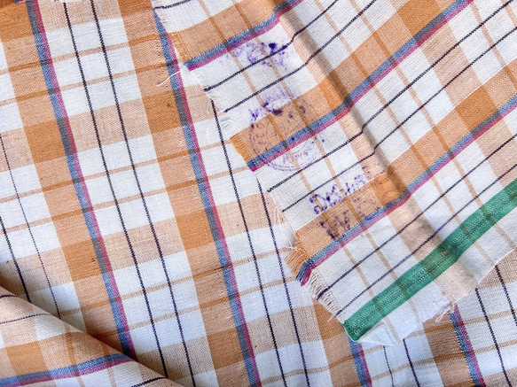 カディ　ルンギ【F】/125cm×200cm/手紡ぎ手織り布/インド 9枚目の画像