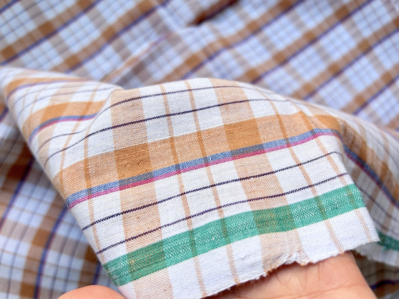 カディ　ルンギ【F】/125cm×200cm/手紡ぎ手織り布/インド 1枚目の画像