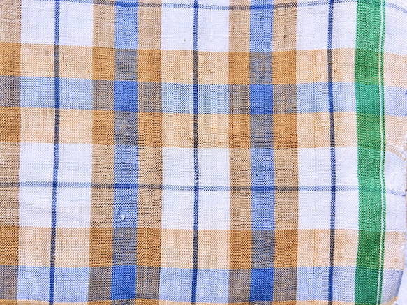 カディ　ルンギ【G】/125cm×200cm/手紡ぎ手織り布/インド 1枚目の画像