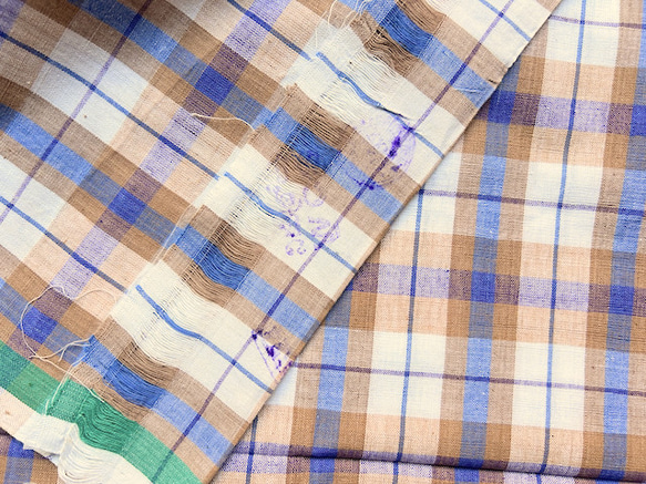 カディ　ルンギ【G】/125cm×200cm/手紡ぎ手織り布/インド 13枚目の画像