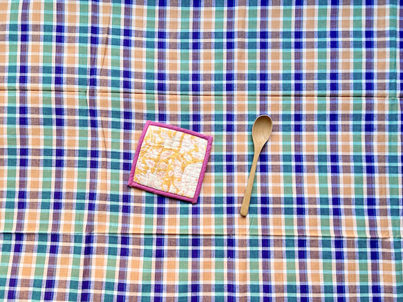 カディ　ルンギ【H】/125cm×200cm/手紡ぎ手織り布/インド 2枚目の画像