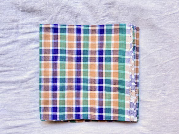 カディ　ルンギ【H】/125cm×200cm/手紡ぎ手織り布/インド 6枚目の画像