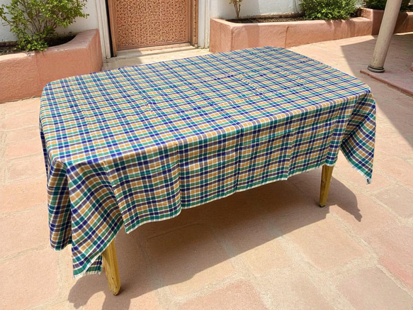 カディ　ルンギ【H】/125cm×200cm/手紡ぎ手織り布/インド 3枚目の画像