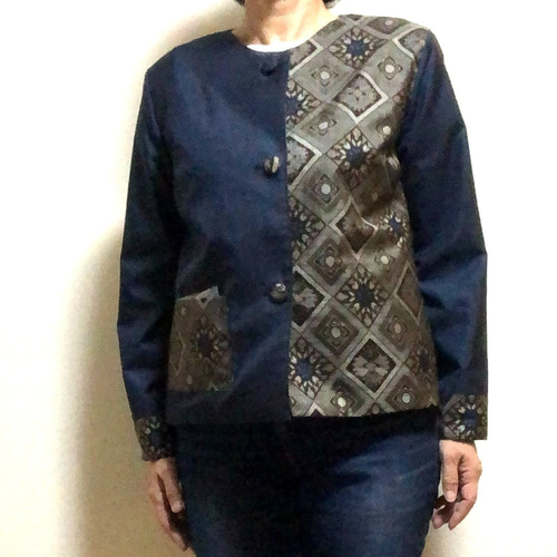 アンティーク大島紬のパッチワークジャケット リバーシブル 青龍郷
