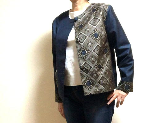 アンティーク大島紬のパッチワークジャケット リバーシブル 青龍郷