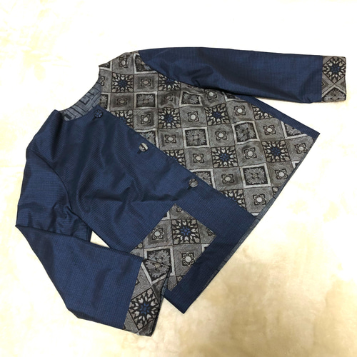 アンティーク大島紬のパッチワークジャケット リバーシブル 青龍郷