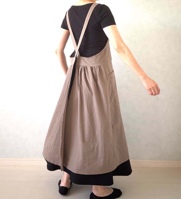 ふんわりエアリー　ヴィンテージソフト加工　クロスエプロン 3枚目の画像