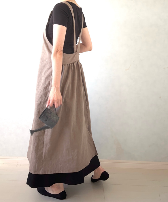 ふんわりエアリー　ヴィンテージソフト加工　クロスエプロン 2枚目の画像