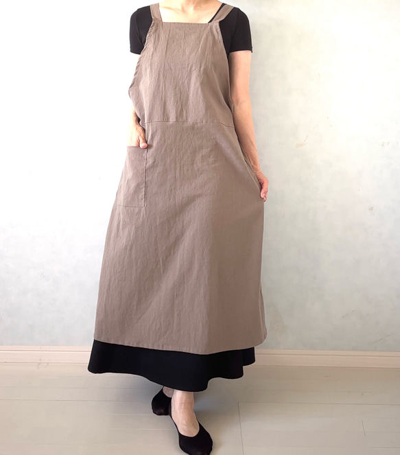 ふんわりエアリー　ヴィンテージソフト加工　クロスエプロン 5枚目の画像