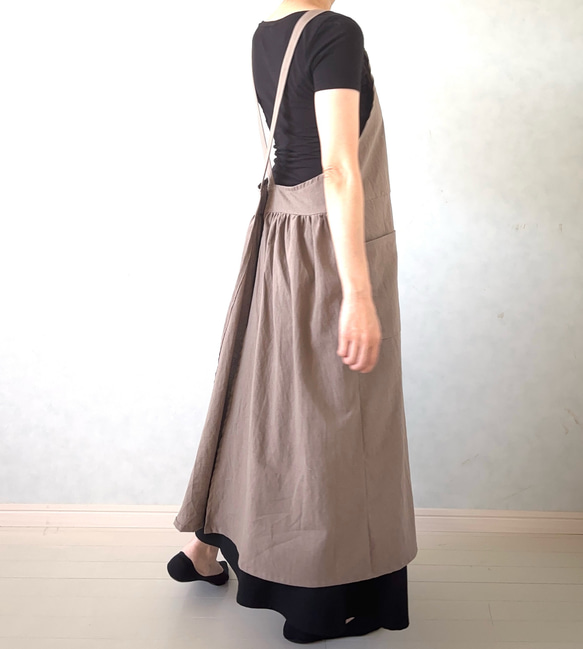 ふんわりエアリー　ヴィンテージソフト加工　クロスエプロン 4枚目の画像