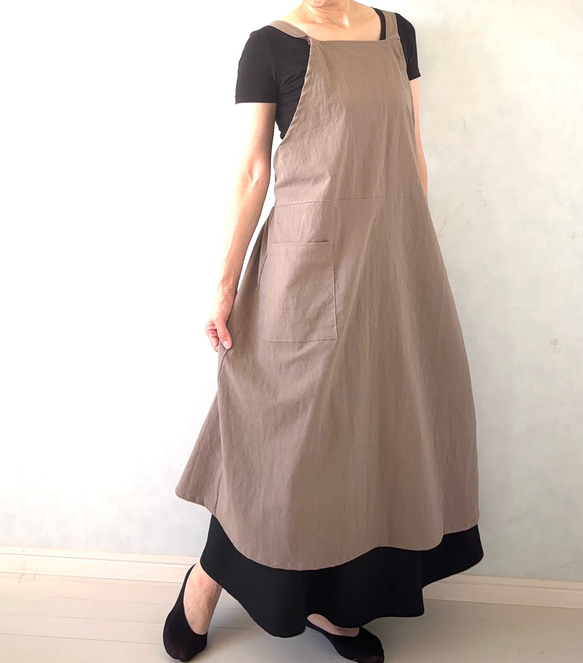 ふんわりエアリー　ヴィンテージソフト加工　クロスエプロン 8枚目の画像