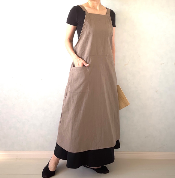 ふんわりエアリー　ヴィンテージソフト加工　クロスエプロン 9枚目の画像