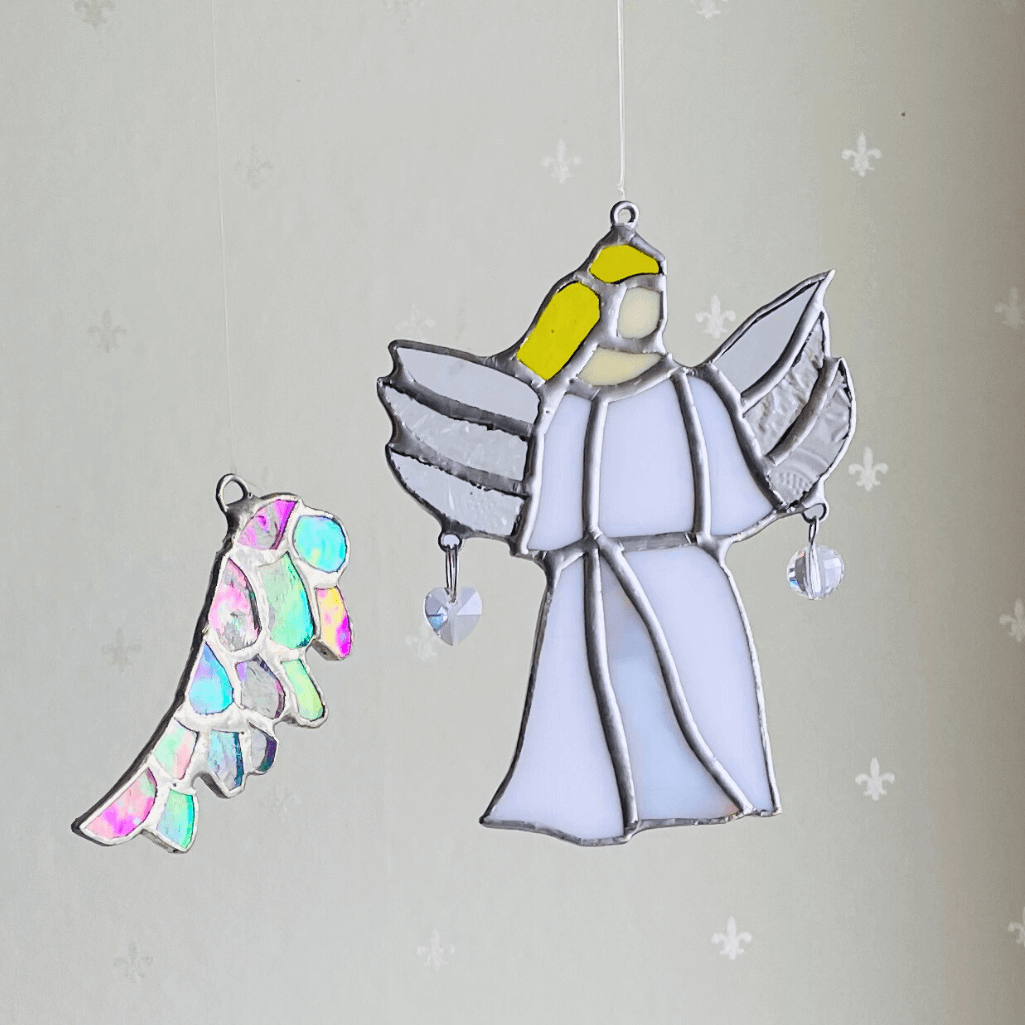 【Ceema限定】ステンドグラス 天使・羽 セット サンキャッチャー オーナメント クリスタルガラス