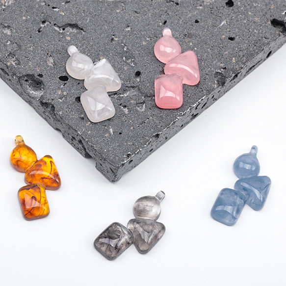 A5992  18個 樹脂チャーム 三連 幾何学 グラデーション マーブル 樹脂パーツ       3x（6ヶ） 3枚目の画像