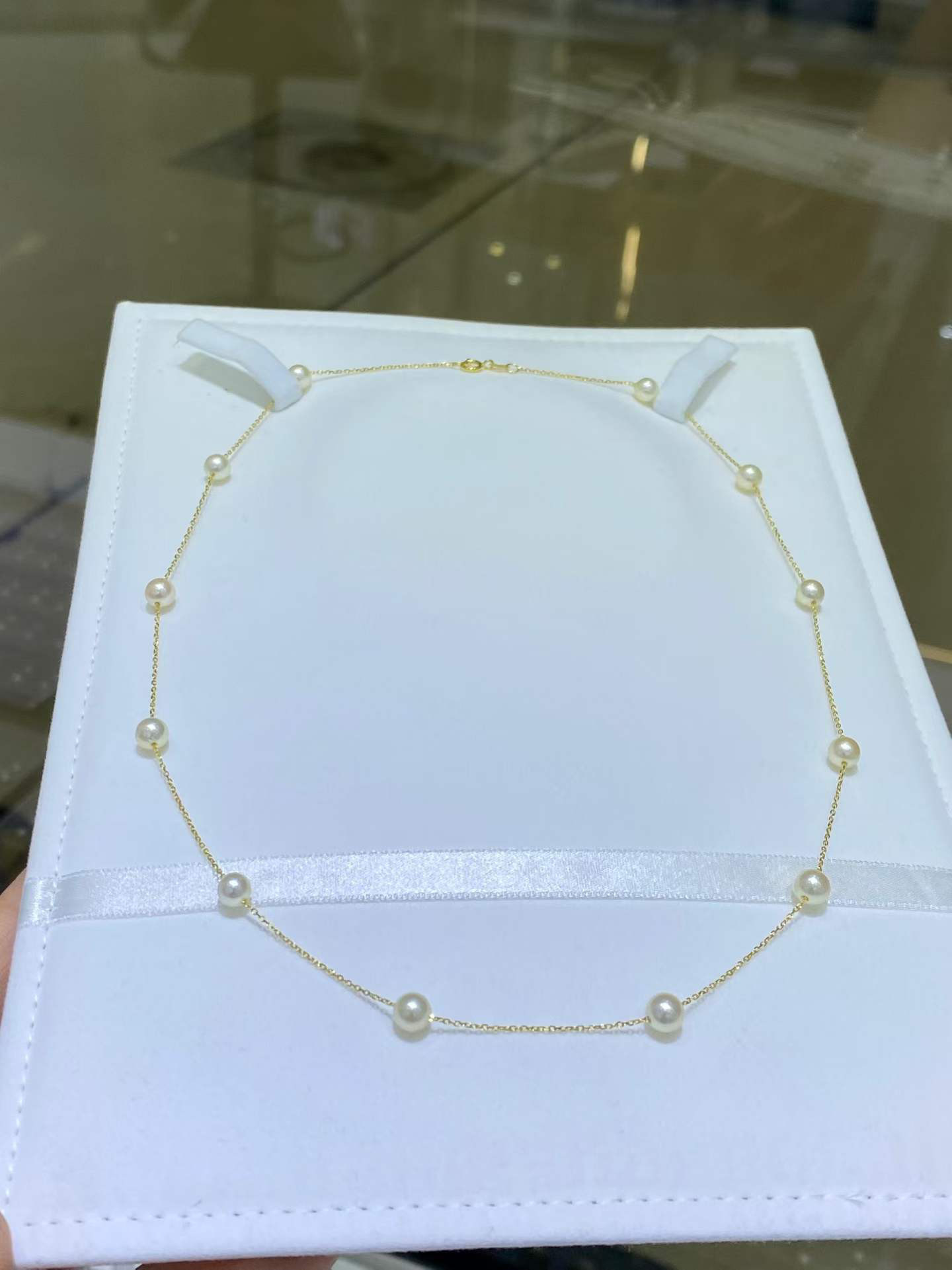 【高級】あこや真珠　ネックレスk18　0302