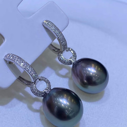 【高級】黒蝶真珠　ピアスk18　0902 4枚目の画像