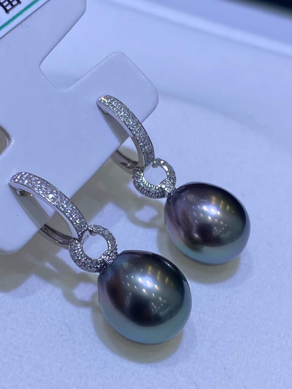 【高級】黒蝶真珠　ピアスk18　0902 4枚目の画像