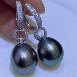 【高級】黒蝶真珠　ピアスk18　0902 5枚目の画像