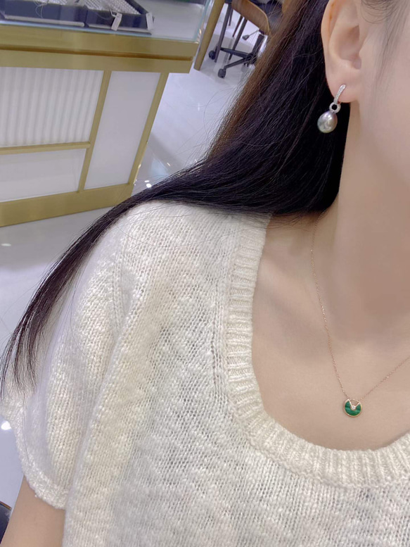 【高級】黒蝶真珠　ピアスk18　0902 6枚目の画像