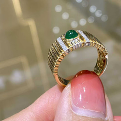 天然エメラルド付きリングk18　1502 2枚目の画像