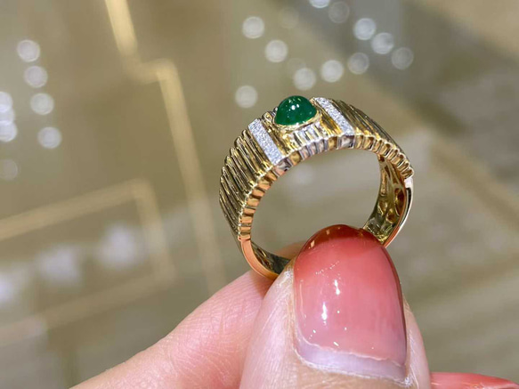 天然エメラルド付きリングk18　1502 2枚目の画像