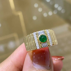 天然エメラルド付きリングk18　1502 4枚目の画像
