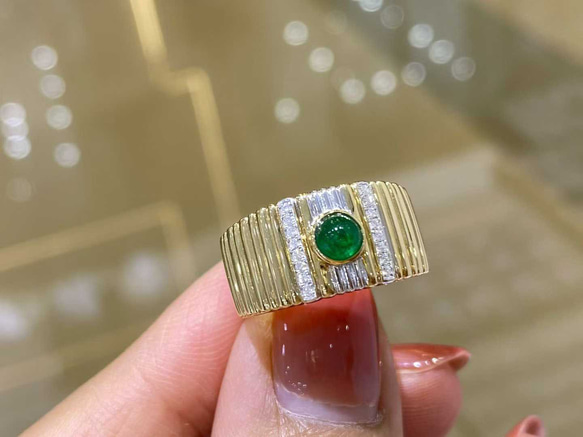 天然エメラルド付きリングk18　1502 4枚目の画像