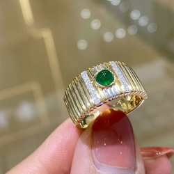 天然エメラルド付きリングk18　1502 5枚目の画像