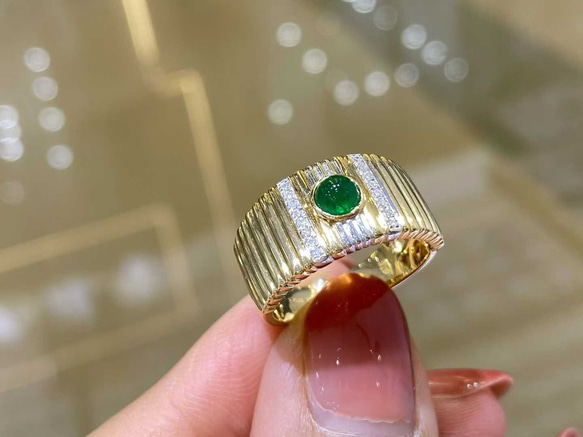 天然エメラルド付きリングk18　1502 5枚目の画像