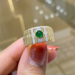 天然エメラルド付きリングk18　1502 1枚目の画像