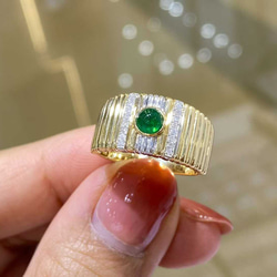 天然エメラルド付きリングk18　1502 3枚目の画像