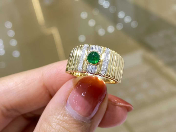 天然エメラルド付きリングk18　1502 3枚目の画像