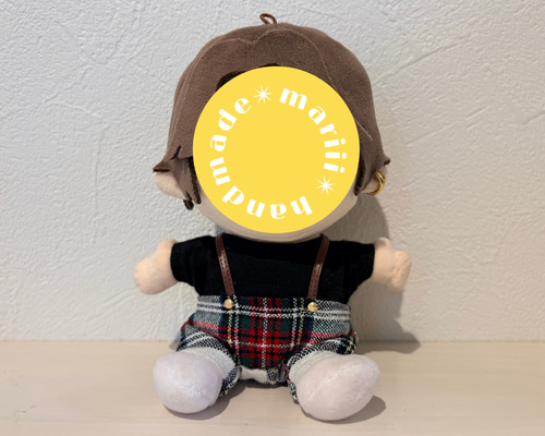 はぴぬい服 チェック柄 サスペンダー付き パンツ ズボン ぬいぐるみ