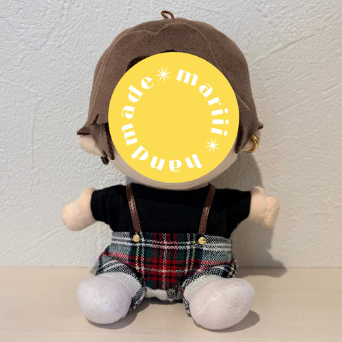 はぴぬい服 チェック柄 サスペンダー付き パンツ ズボン ぬいぐるみ