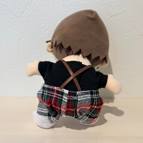 はぴぬい服 チェック柄 サスペンダー付き パンツ ズボン ぬいぐるみ