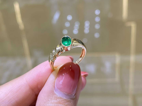 天然エメラルドリングk18　1702 6枚目の画像