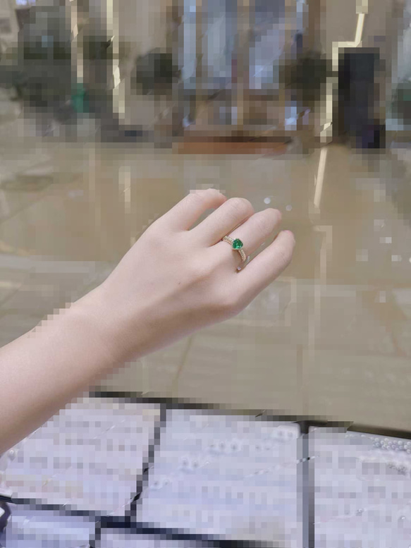 天然エメラルドリングk18　1702 7枚目の画像