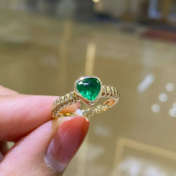 天然エメラルドリングk18　1702 2枚目の画像