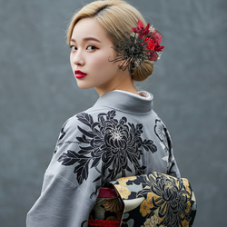 髪飾り 結婚式 成人式 紫薔薇 胡蝶蘭 大人可愛い ヘアアクセサリー