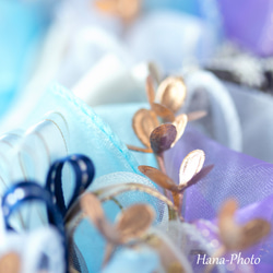 新作＞ブルーとホワイトのブルークリスマスのリボン・リース  　　 リース台：約15㎝ (523) 20枚目の画像