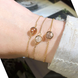 『秋冬ブレスレット』 ブラウン系トパーズのブレスレット　一粒　透明　華奢　繊細　14kgf 1本　ネコポス送料無料 12枚目の画像