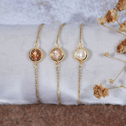 『秋冬ブレスレット』 ブラウン系トパーズのブレスレット　一粒　透明　華奢　繊細　14kgf 1本　ネコポス送料無料 2枚目の画像