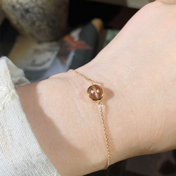 『秋冬ブレスレット』 ブラウン系トパーズのブレスレット　一粒　透明　華奢　繊細　14kgf 1本　ネコポス送料無料 10枚目の画像